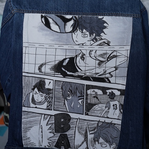 Haikyu Hand Painted Manga Panel Denim Jacket - Picture 14 of 16